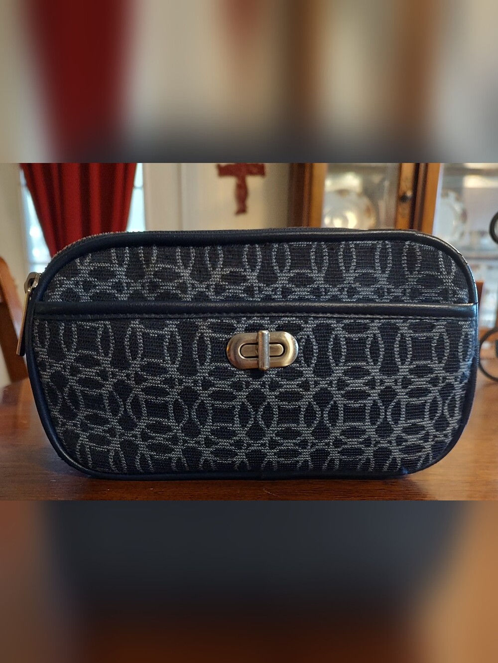 Patterned Black & Gray Crossbody Clutch - Designer-Style